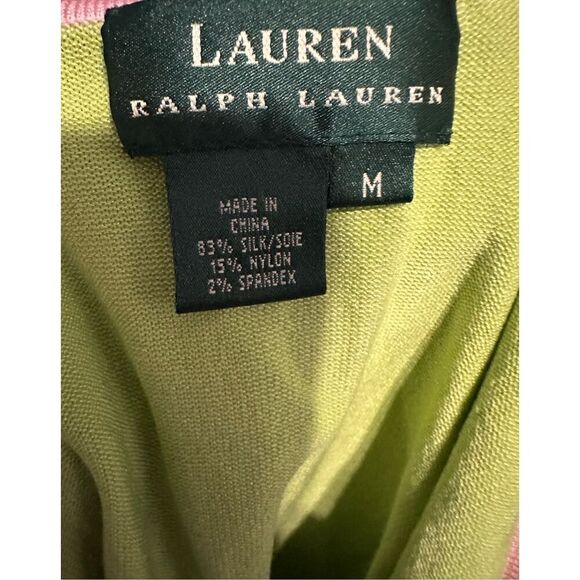 NICE Ralph Lauren Women's Pink and Green spaghetti strap blouse SIZE M GOOD COND - Picture 6 of 7